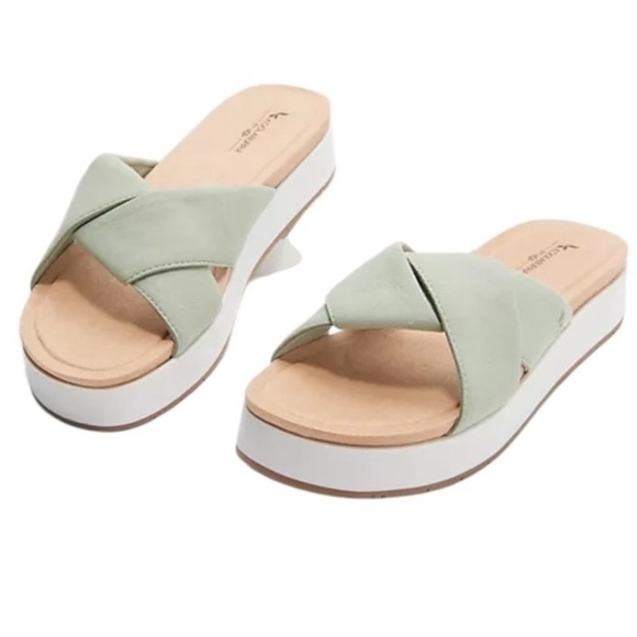 Koolaburra By UGG Carenza Light Green Platform Slide Sandals - Picture 1 of 9